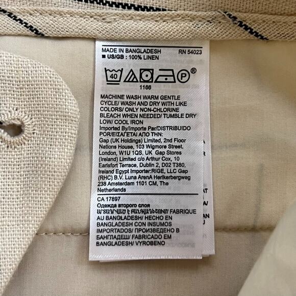 Banana Republic Wide Leg Striped Linen Pants Women's Size 2 Ivory Black Career - Picture 8 of 8